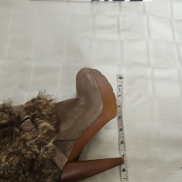 Nine West  Faux Fur Ankle Boots - Brown - Picture 7 of 16